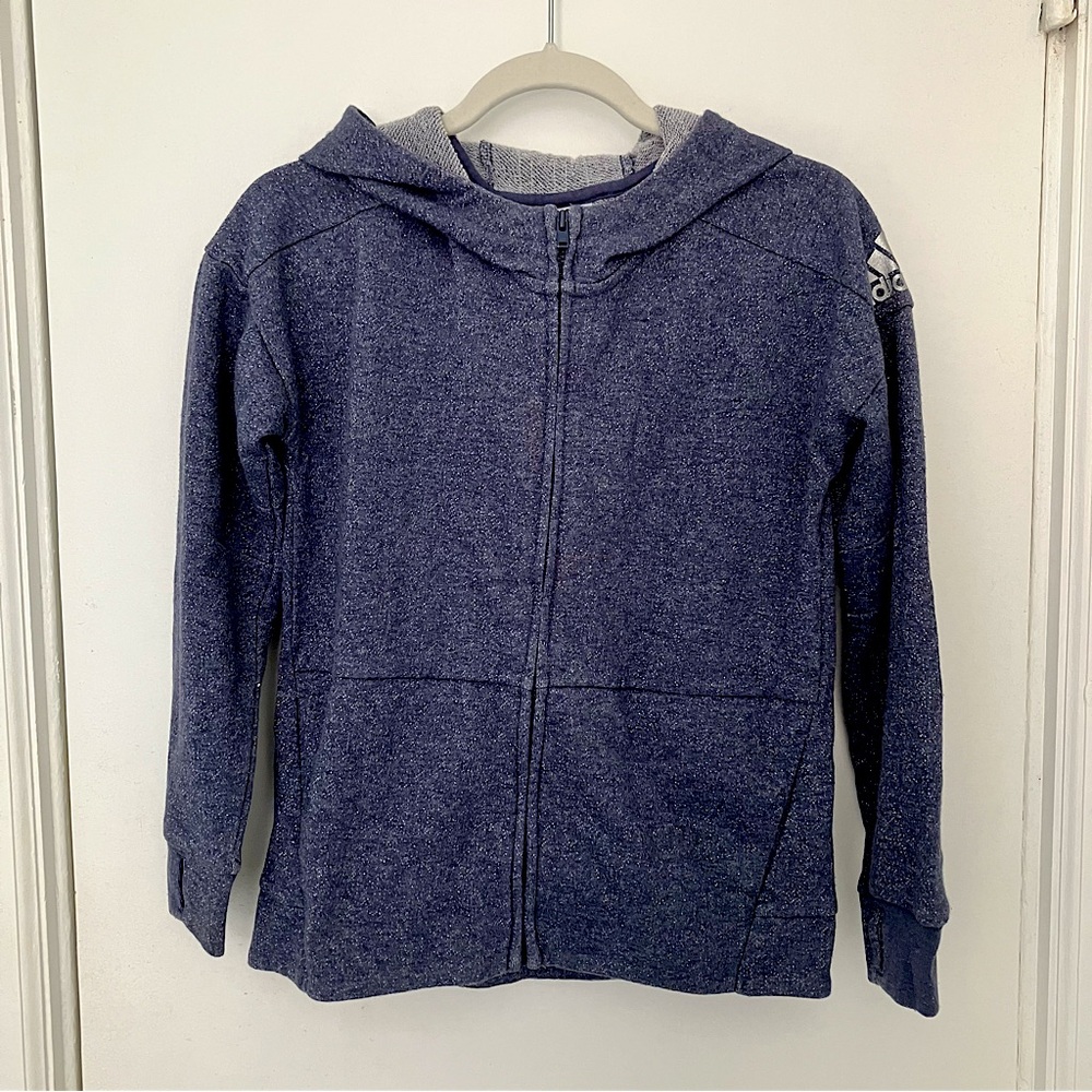 Adidas Kids Heathered Navy Hoodie Size 7/8